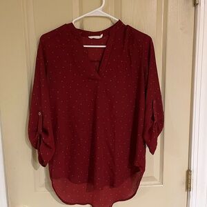 Lush Maroon Blouse with Subtle Dots